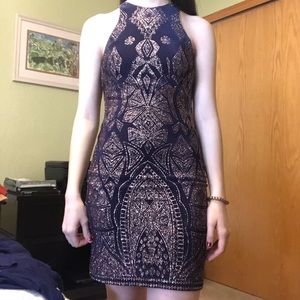 Form fitting evening dress.